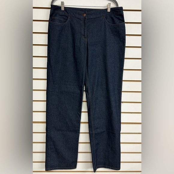 Eileen Fisher 5 Pocket Lean Jean/Slack Dark Indigo Size Large - Picture 1 of 8
